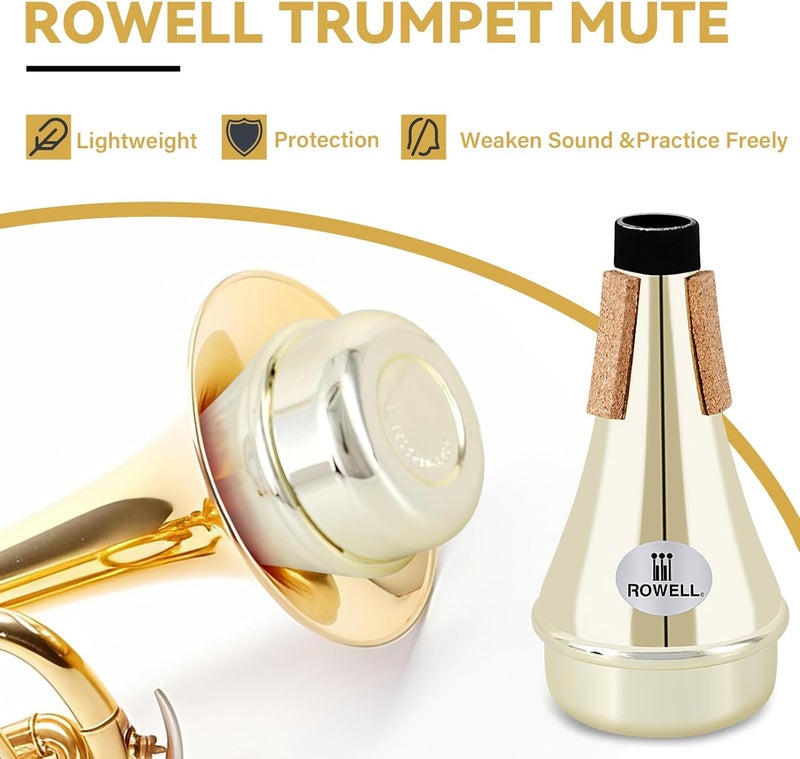 ROWell Trumpet Mute ABS Straight Trumpet Mute Lightweight Practice Trumpet Mute Trumpet Acessories for Beginner(Gold) - Image 1